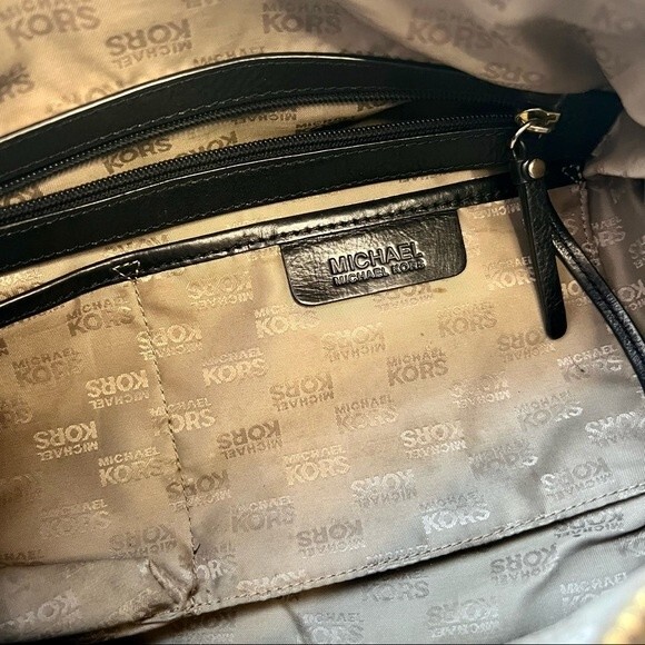 Michael Kors Black Leather & Nylon Shoulder Designer Handbag Purse w/ Dust Bag - Picture 9 of 16